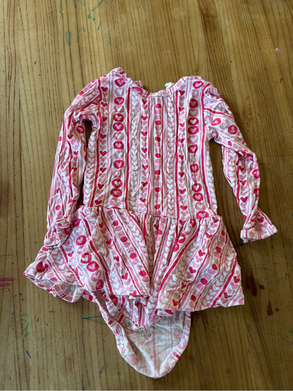Girls Pink Heart-Print Long Sleeve Dress